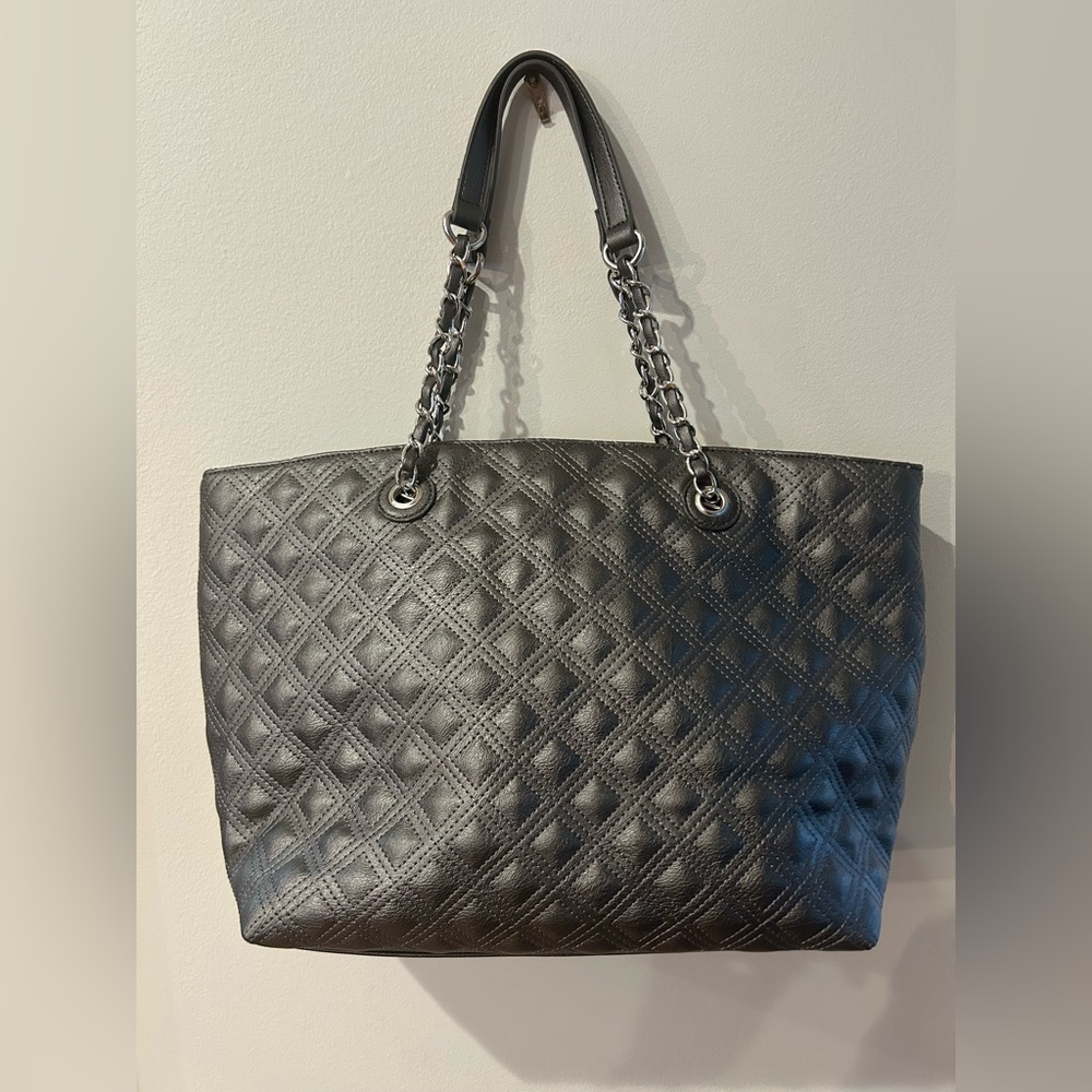 Charming Charlie Quilted Tote Bag in Smokey Silver. NWOT tons of space inside!